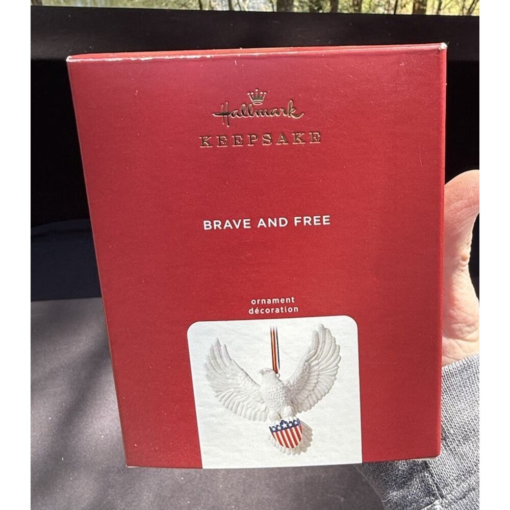 Hallmark Ornament BRAVE AND FREE Porcelain Eagle USA Christmas Brand NEW -LO11
